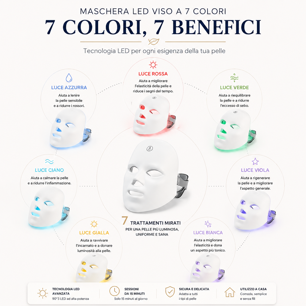 LushCare LED GlowMask™ | Maschera LED Viso a 7 Colori